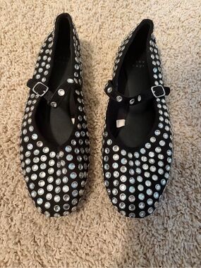Black Mary Jane Flats with Silver Studs
